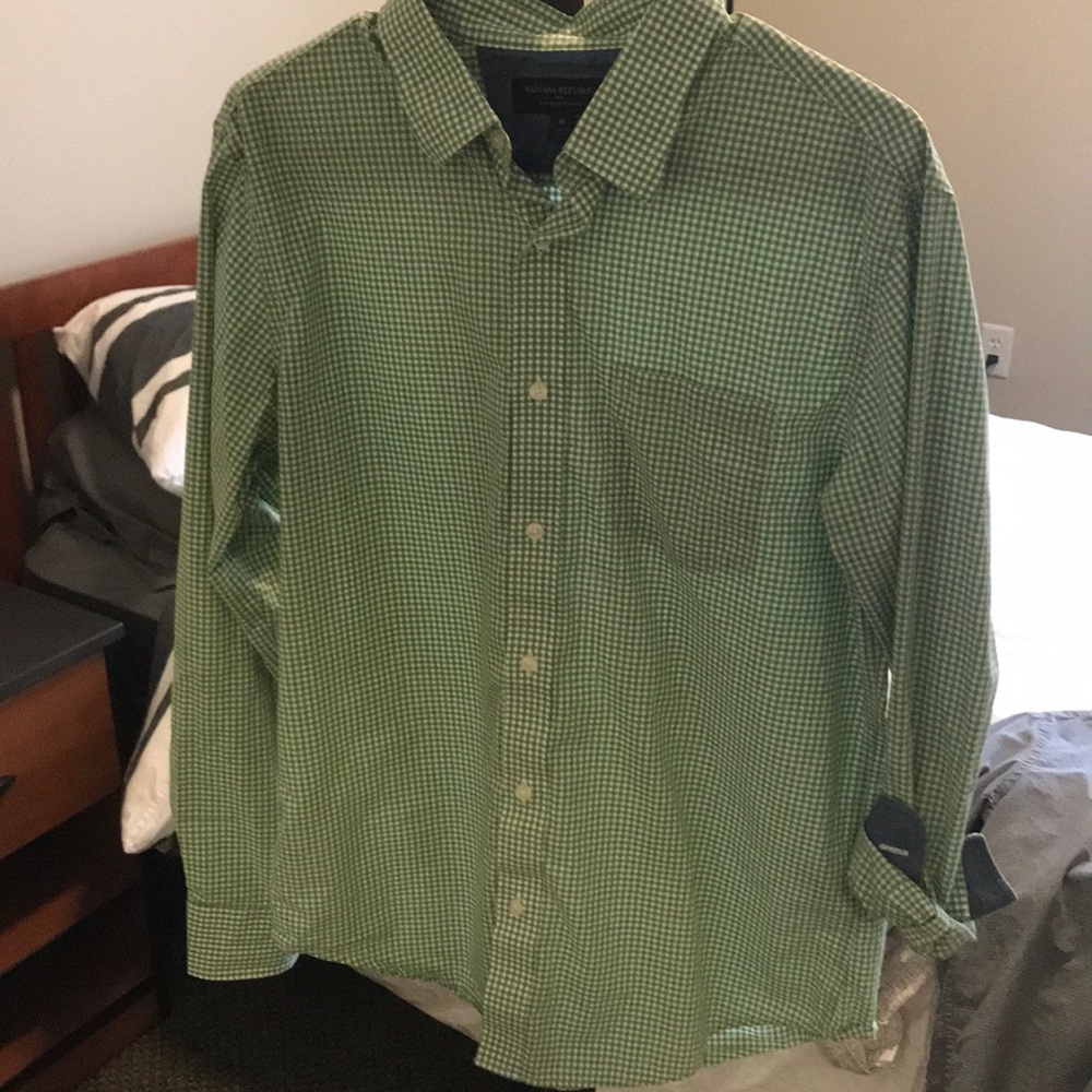 Green Checkered banana republic slim fit M